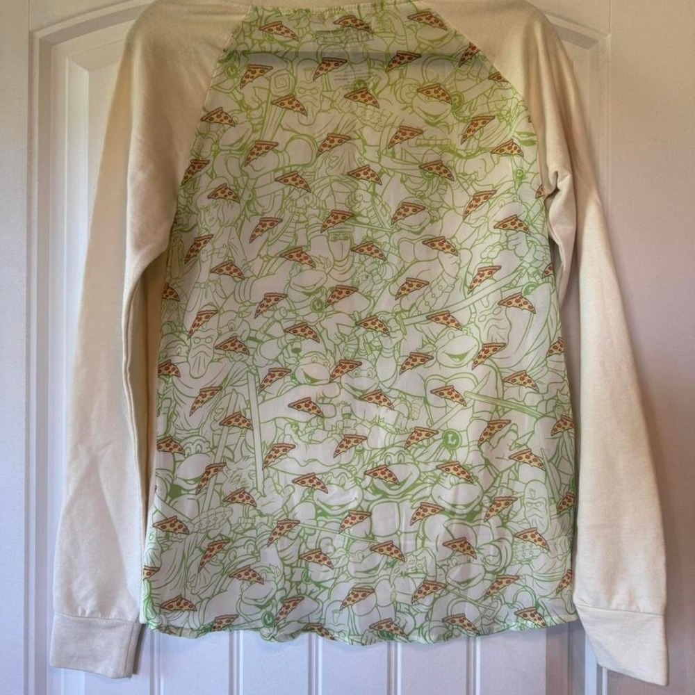 Nickelodeon TMNT Teenage Mutant Ninja Turtles Pizza Back Sweatshirt Cream Medium - Picture 3 of 5